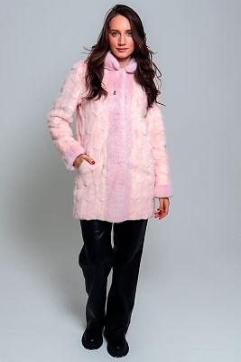 Куртка из меха норки розовая