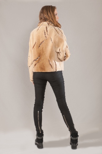 Куртка из меха бобра и кролика цвет леопард фото 3