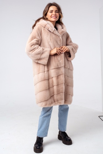 Пальто из меха норки светлая розовая фото 7