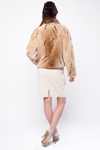 Куртка из меха бобра и кролика цвет леопард фото 5